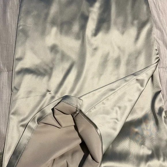 Abercrombie & Fitch Satin Stretch Column Midi Slip Dress Grey M - Picture 10 of 11